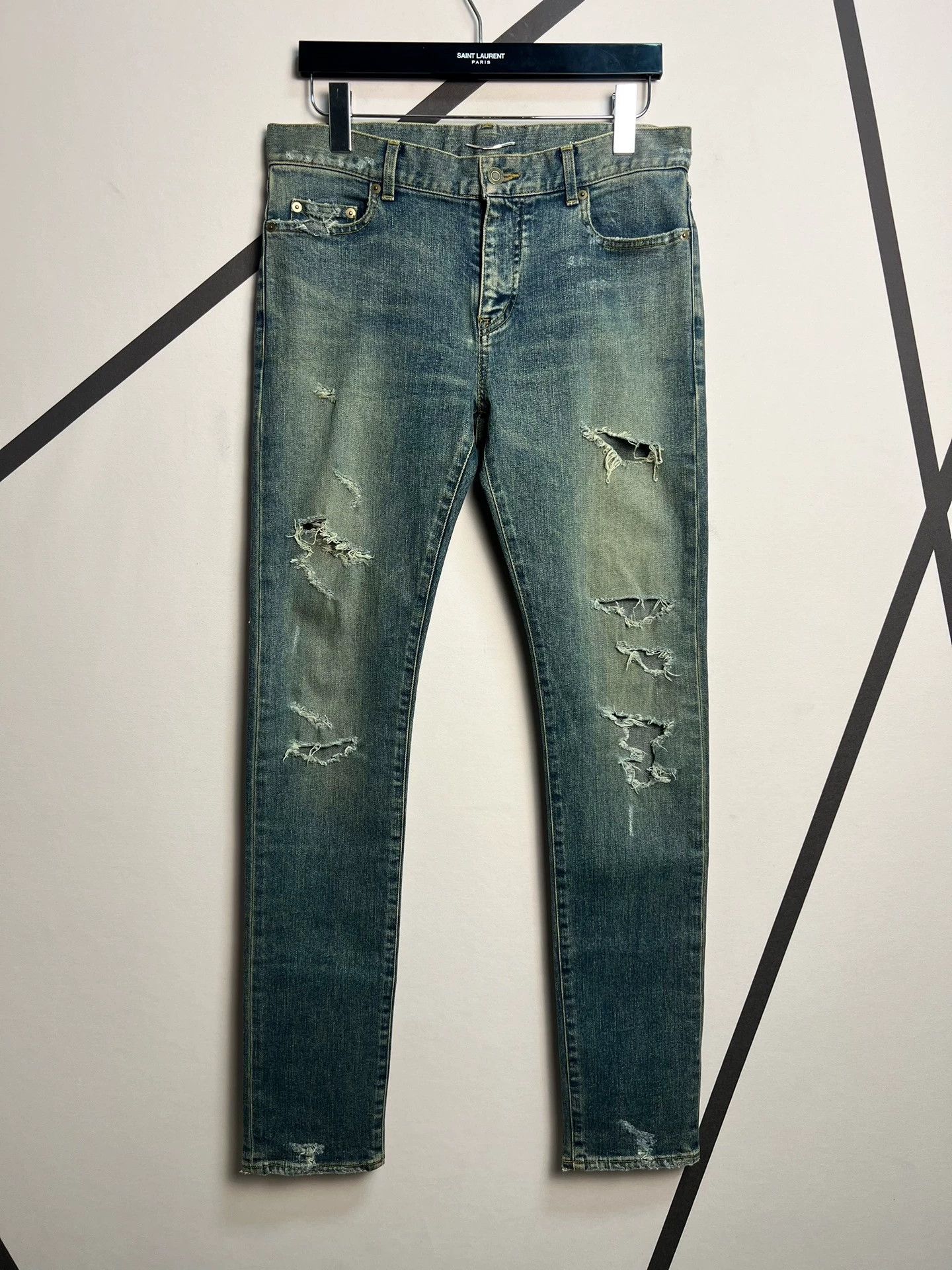 Saint Laurent Paris Authentic Saint Laurent SLP washed blue "Damage" jeans Size US 31 - 1 Thumbnail