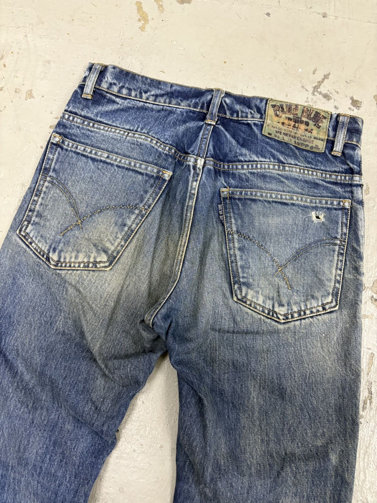 Tornado Mart Vintage Bell Bottom Blue Blue Japan Mud Wash Boro Rusty Size US 31 - 4 Thumbnail