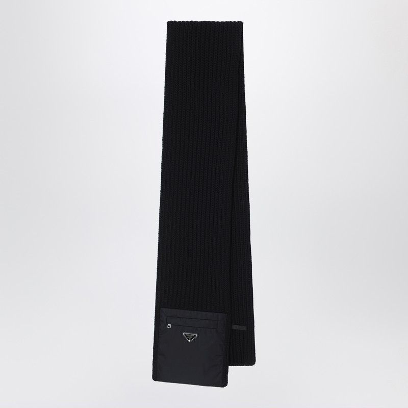Prada Prada Black Wool Scarf With Re-Nylon Pocket Size ONE SIZE - 1 Thumbnail