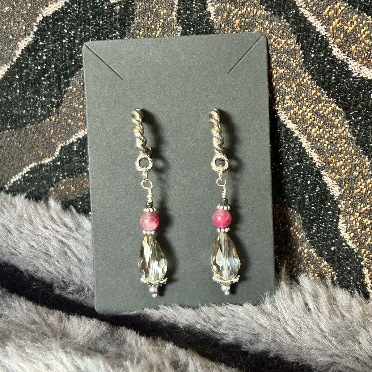 Handmade Handcrafted raindrop faceted rutilated quartz earrings Size ONE SIZE - 2 Thumbnail