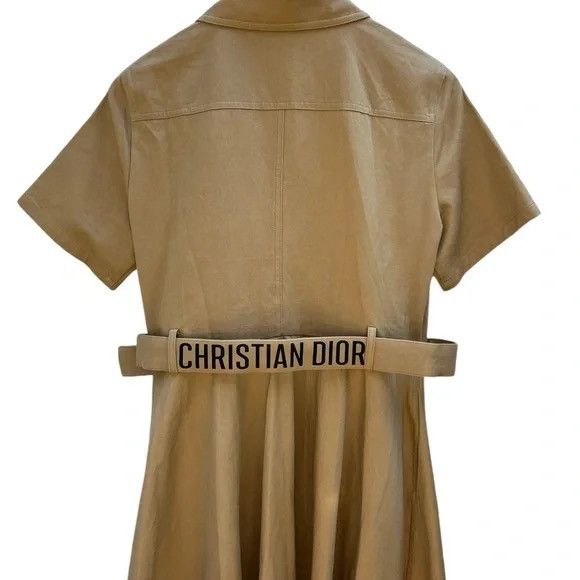 Dior Dior Belted Cotton Trench Coat Midi Dress in Tan SZ 6 NWOT Size S / US 4 / IT 40 - 2 Thumbnail