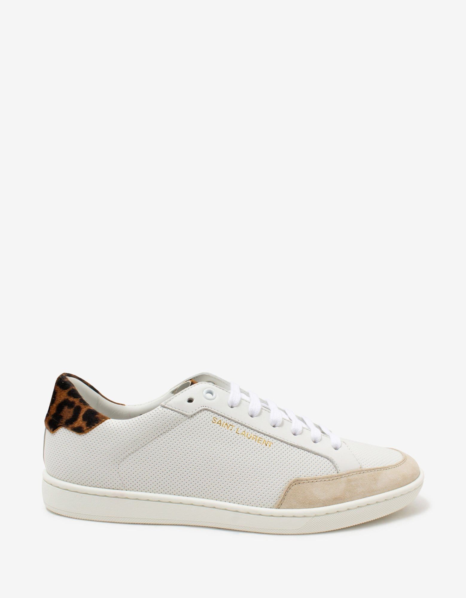 Saint Laurent Paris Saint Laurent Court Classic White Perforated LeatherTrainers Size US 9 / EU 42 - 2 Thumbnail