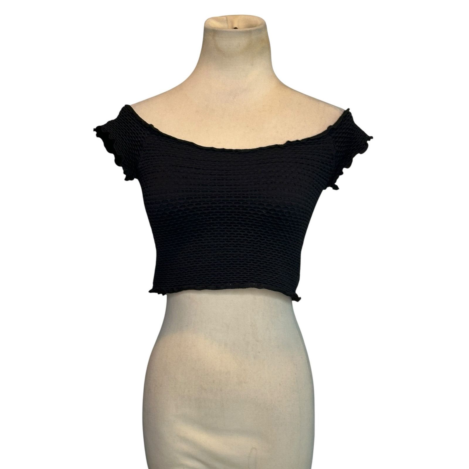 Free People Free People black stretched off shoulder crop top size XS Size XS / US 0-2 / IT 36-38 - 1 Thumbnail
