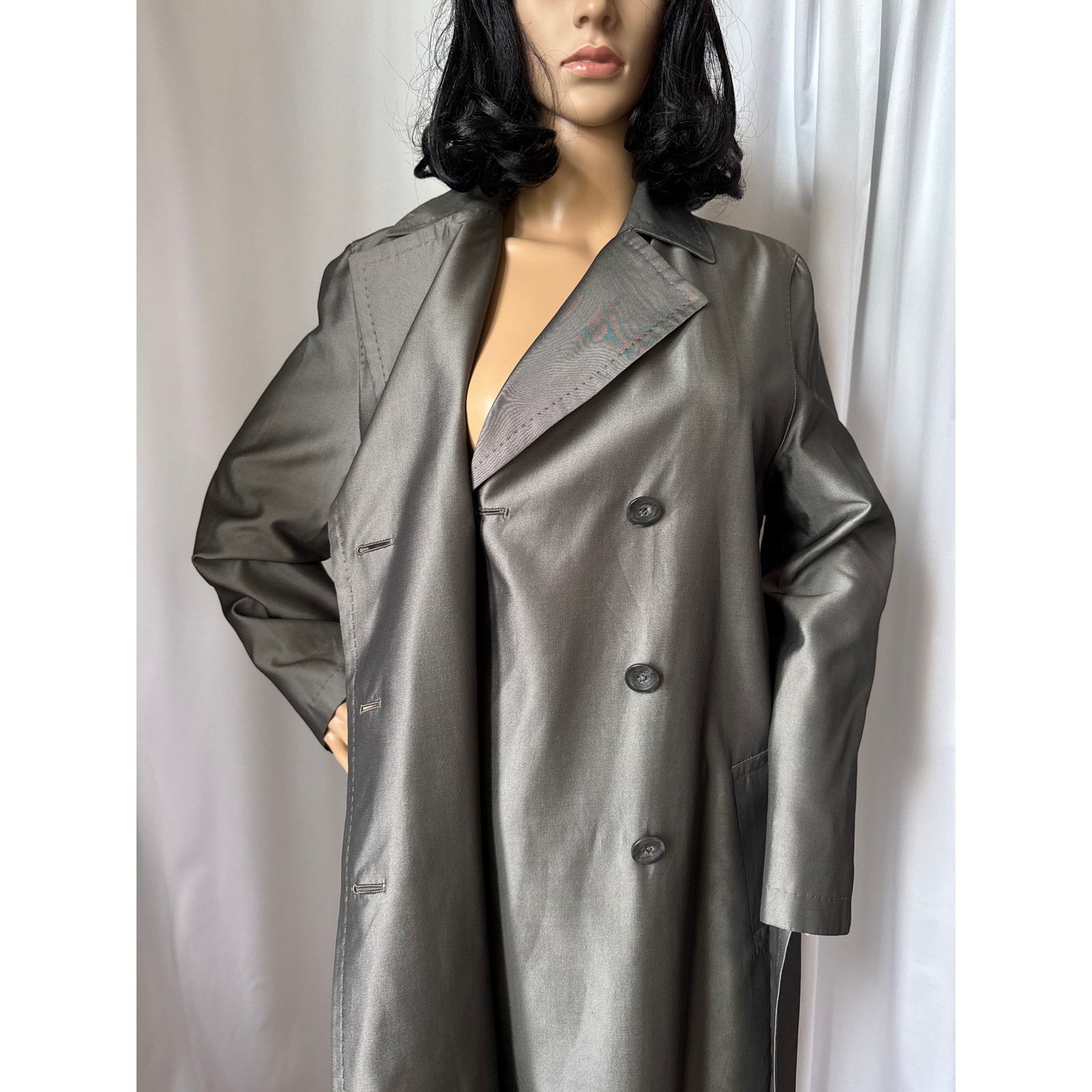 Sanyo SANYO Excellent Shimmering gray trench double breasted coat Size M / US 6-8 / IT 42-44 - 12 Thumbnail