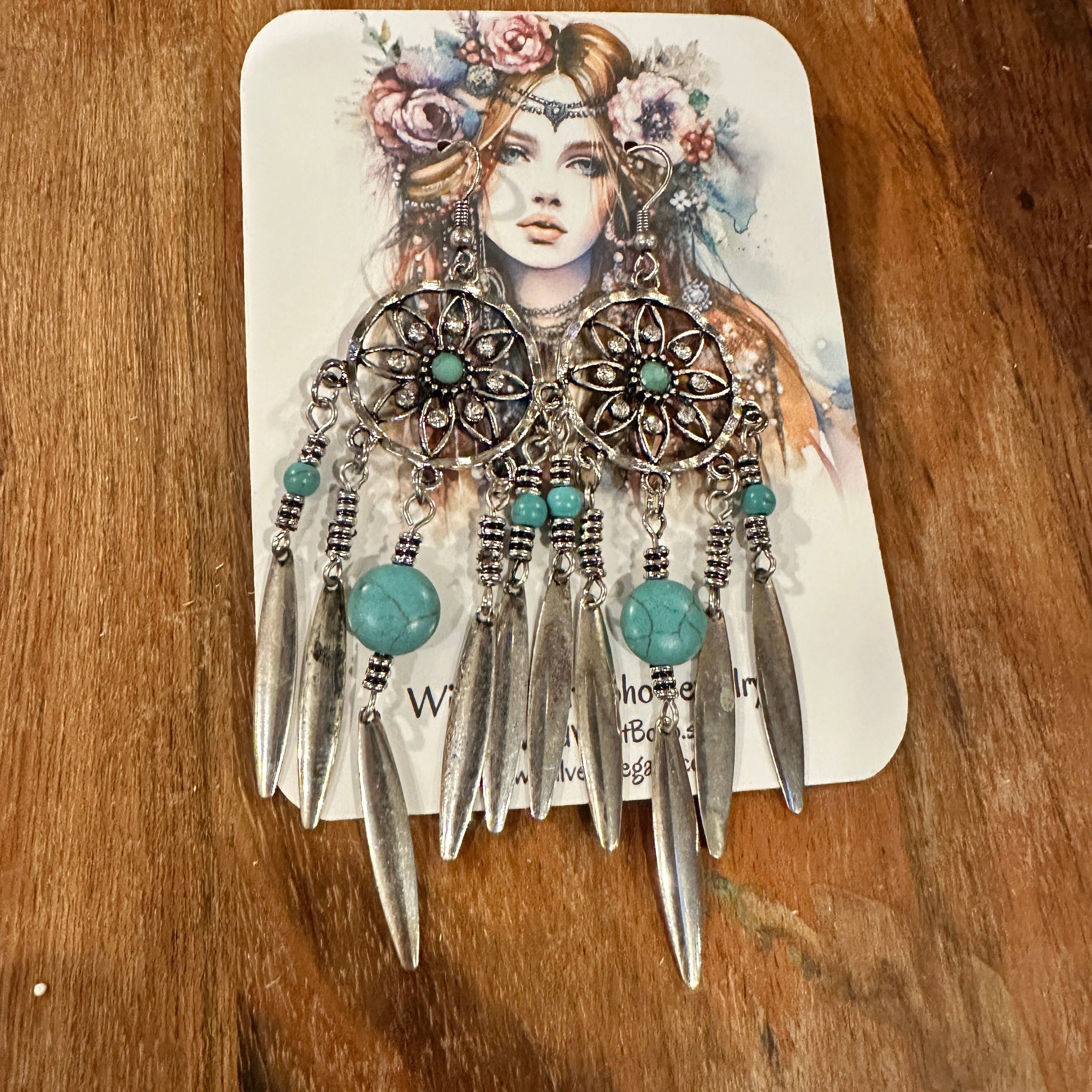 Other Bohemian Hippie Chic Dream Catcher Feather Drop Earrings | G Size ONE SIZE - 3 Thumbnail
