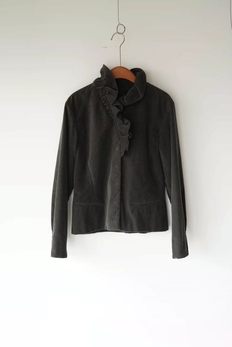 Kenzo KENZO Moss green petal collar corduroy coat, 1990s Size XS / US 0-2 / IT 36-38 - 2 Thumbnail