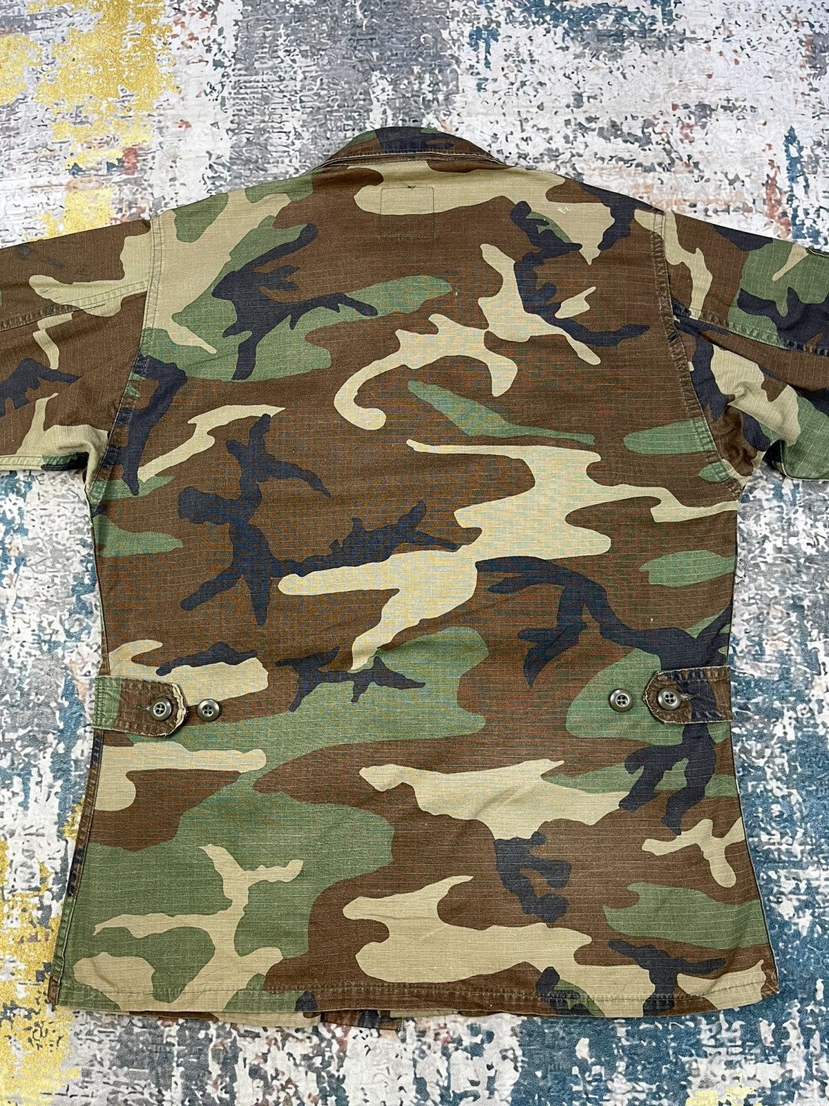 Vintage Vtg 80s USAF Airman First Class Woodland Camo Combat Jacket Size US S / EU 44-46 / 1 - 5 Thumbnail