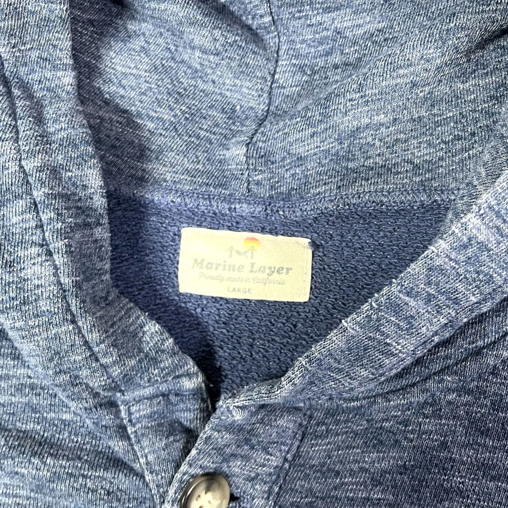 Marine Layer Marine Layer Hoodie Mens L Blue Pullover Beach Surf Sweatshirt Terry Button Hoodie Men L Blue Contact Logo All Seasons Pockets Size US L / EU 52-54 / 3 - 2 Thumbnail