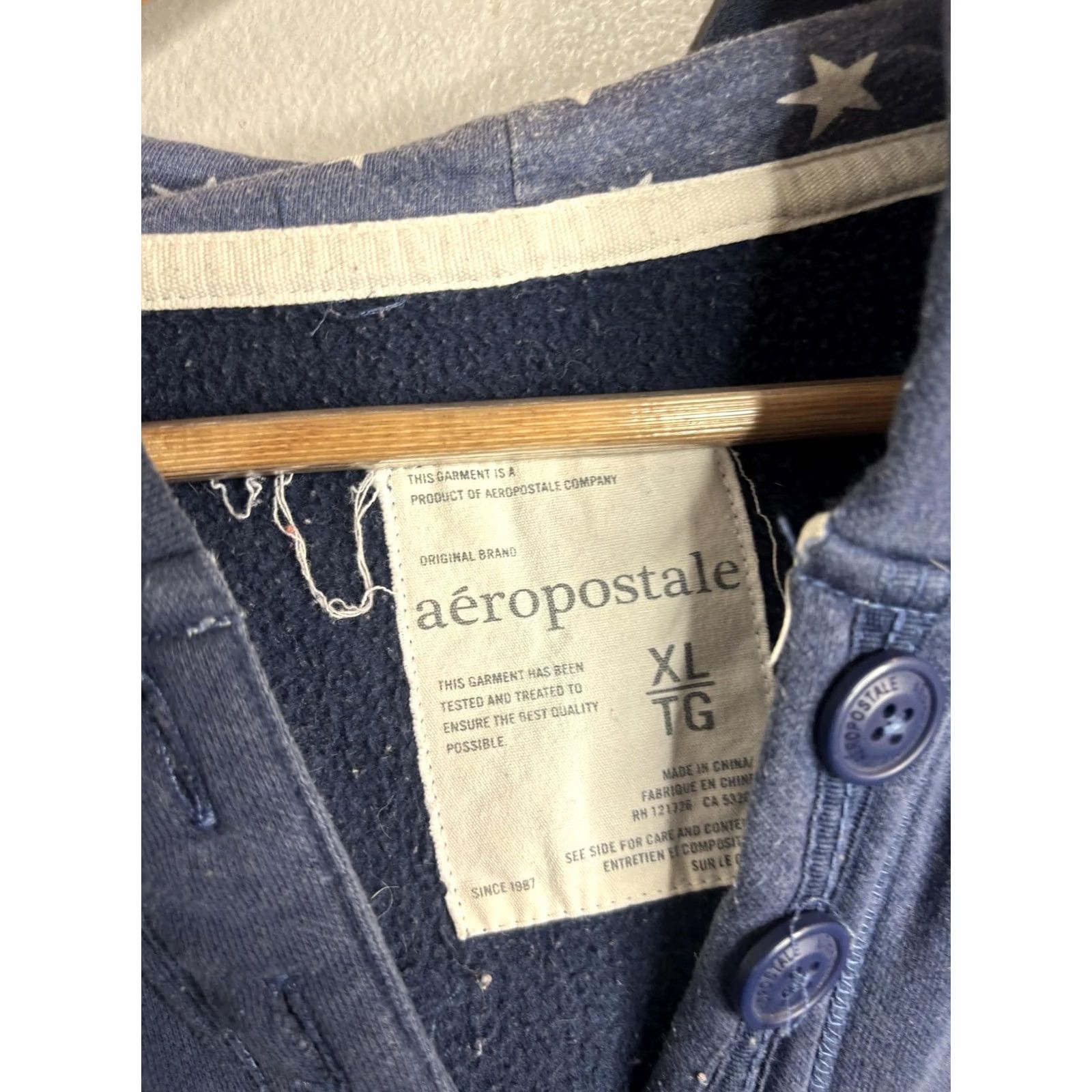 Aeropostale Aeropostale Hoodie Girls XL Blue 87 Logo Henley Fleece Pullover Sweatshirt Size US XL / EU 56 / 4 - 4 Thumbnail