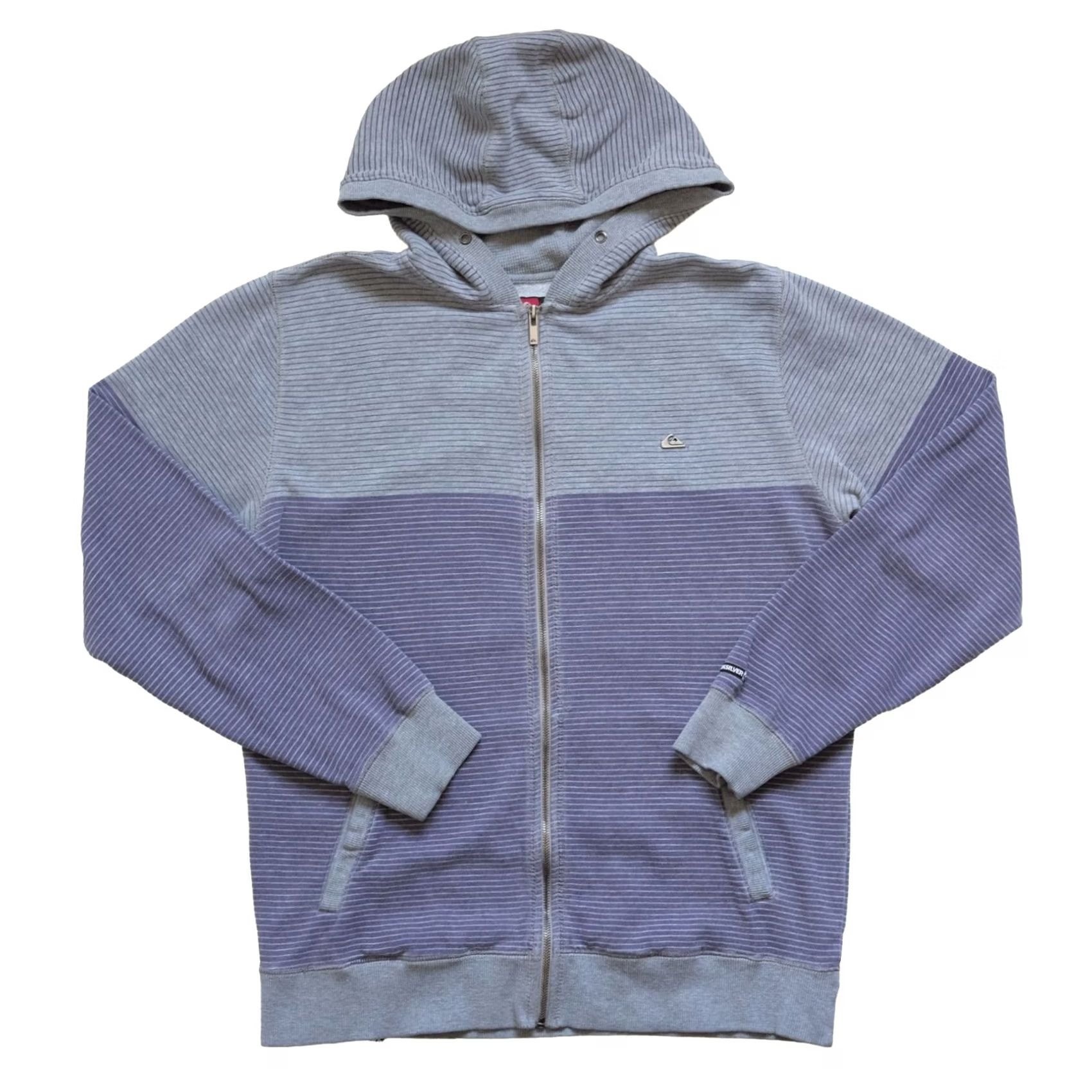Quiksilver VINTAGE Quiksilver Hoodie Full Zip Striped Gray Sweatshirt Hooded Men SZ LG Size US L / EU 52-54 / 3 - 2 Thumbnail