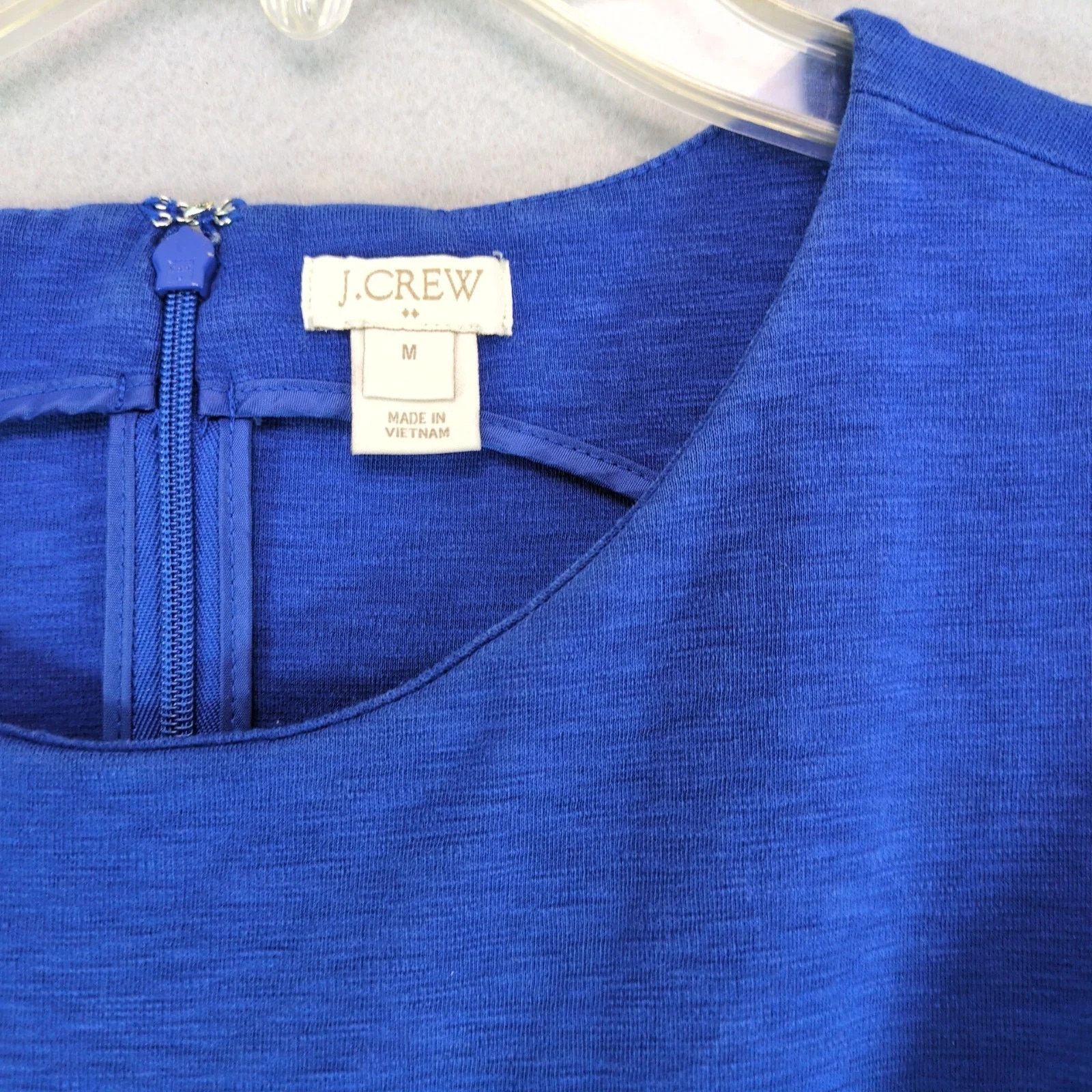 J.Crew J Crew Blue Pleated Ponte Knit Fit & Flare Dress Knee-Length Size M / US 6-8 / IT 42-44 - 3 Thumbnail