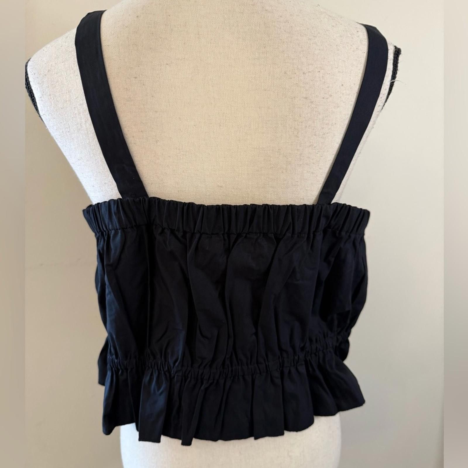 Other Banana Republic Factory ruffled black crop top ruching SZ LG Size L / US 10 / IT 46 - 2 Thumbnail