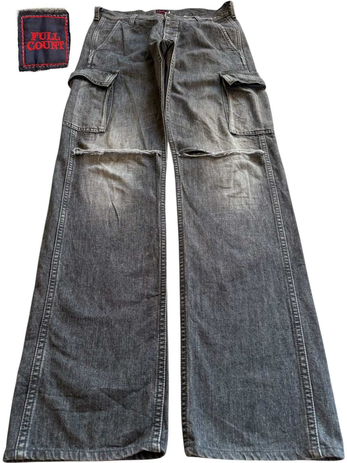 Full Count & Co. Vintage Full Count Button Fly Cargo Distress Rip Loose Jean Size US 30 / EU 46 - 1 Thumbnail