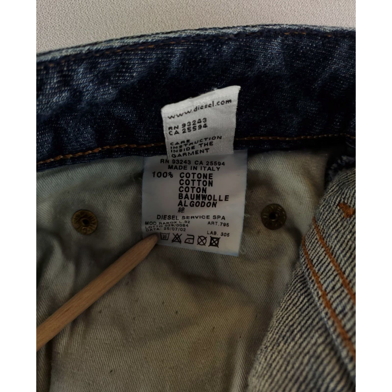 Diesel Diesel Industry Blue Jeans Rabox Made Italy Mens 40 (40x31 Actual) Size US 40 / EU 56 - 6 Thumbnail