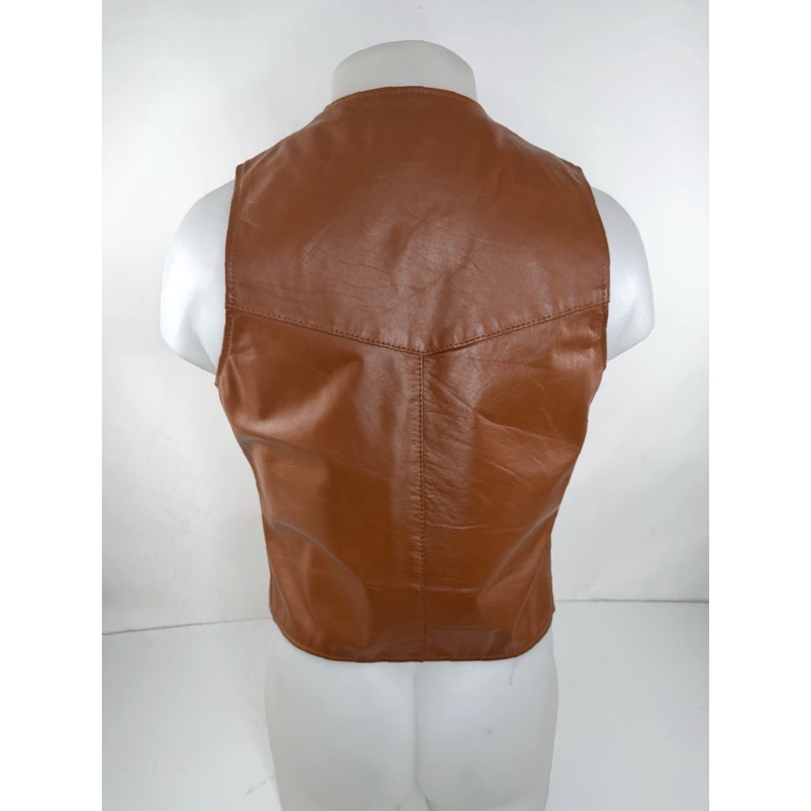 Sears VINTAGE Sears Leather Vest Western Mens 38 Brown - EXCELLENT Vest Mens 38 Brown Western Leather Sears Size US XXS / EU 40 - 3 Thumbnail