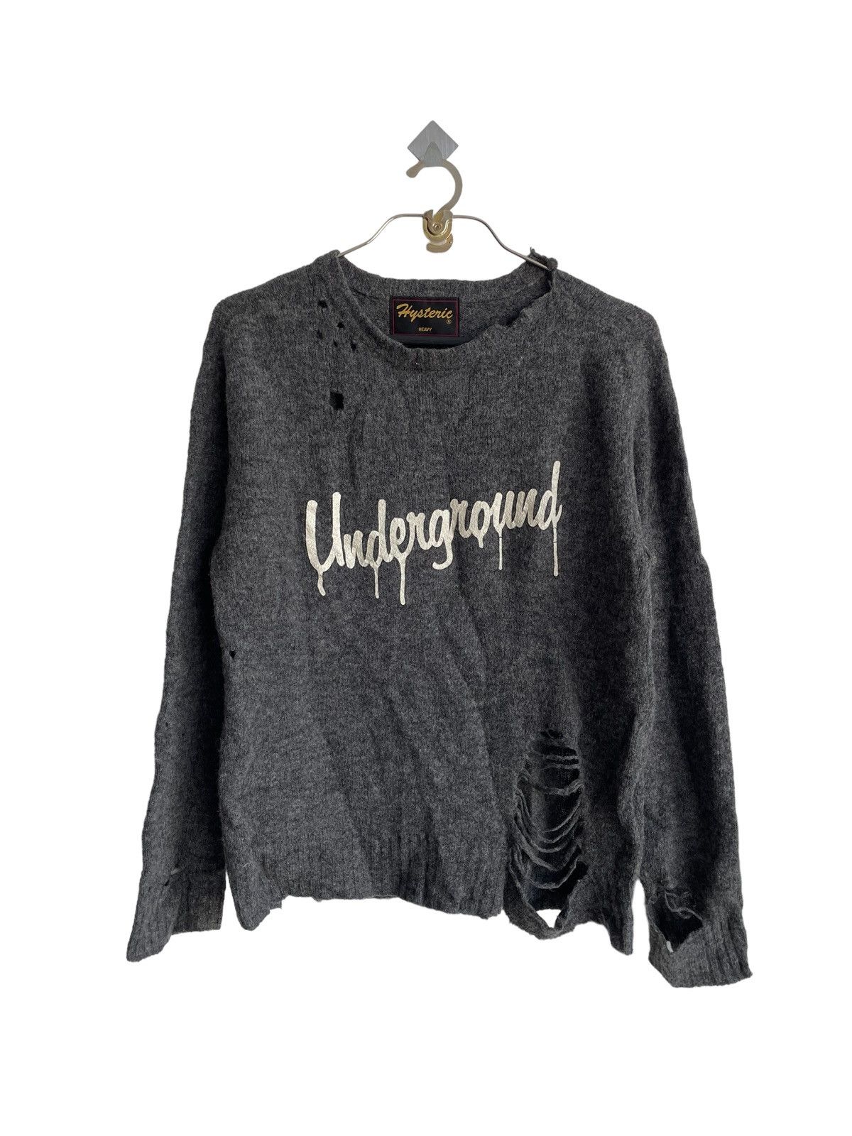 Hysteric Glamour × Le Grande Bleu (L.G.B.) Old Hysteric Heavy "Underground" Distressed Wool Knitwear Size US M / EU 48-50 / 2 - 1 Thumbnail