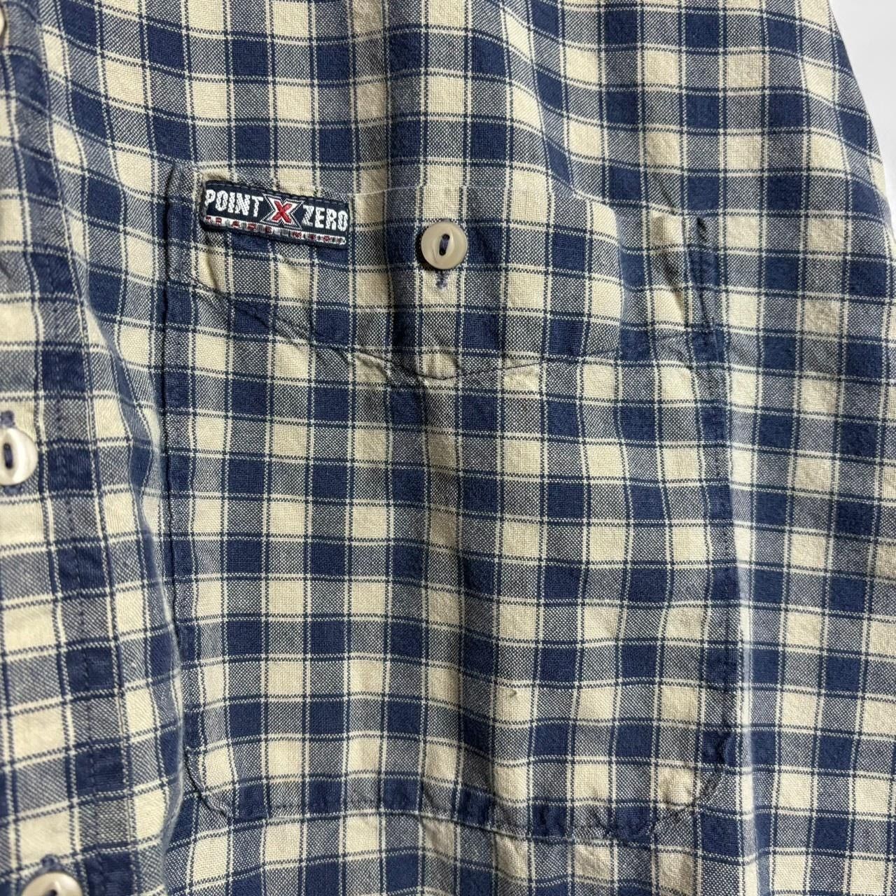 Point Zero × Vintage Vintage 90s Plaid Checkered Blue And White Button-Up Shirt Size US XL / EU 56 / 4 - 2 Thumbnail