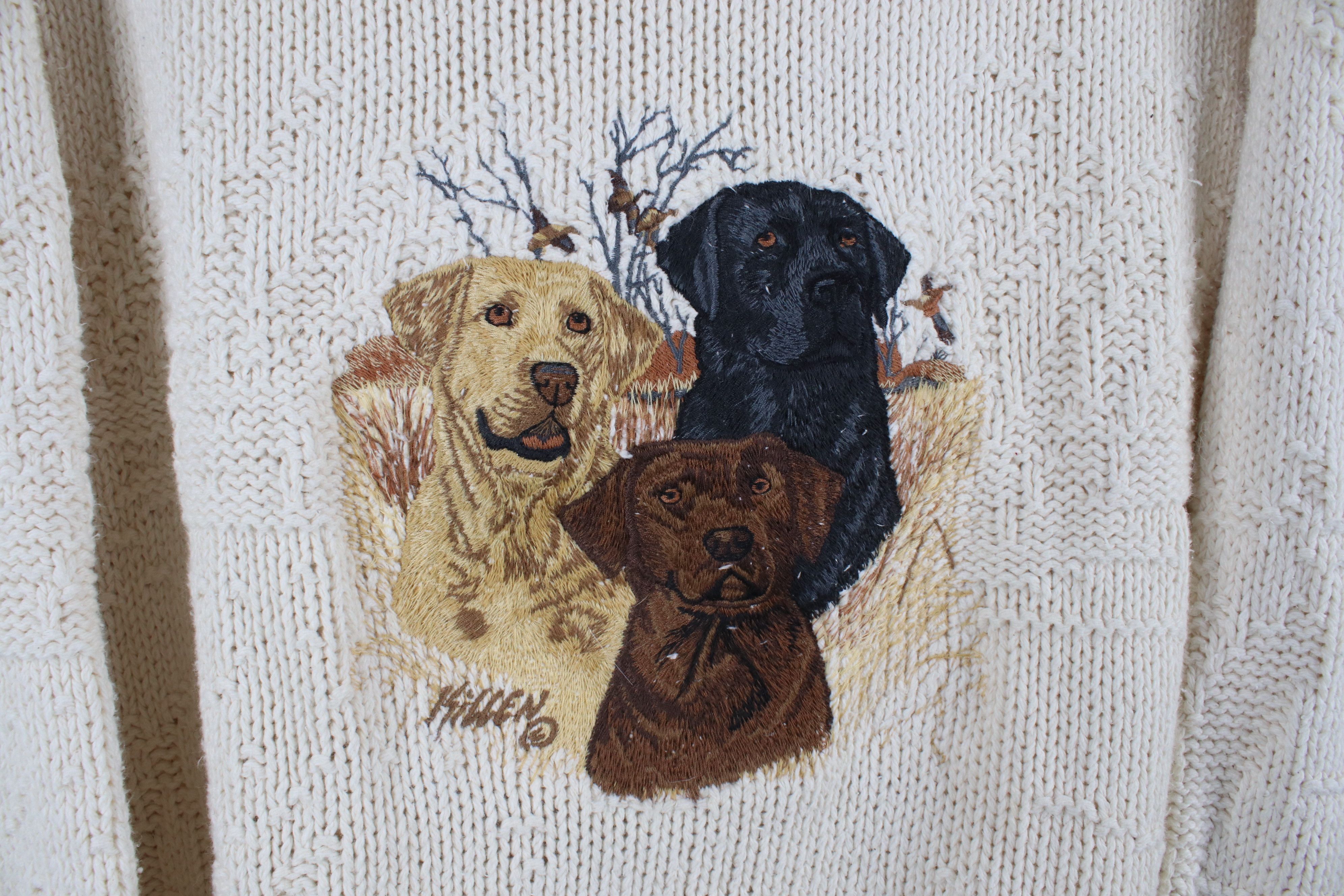 Vintage Vintage 90s Streetwear Labrador Dog Crewneck Sweater USA Size US L / EU 52-54 / 3 - 4 Thumbnail