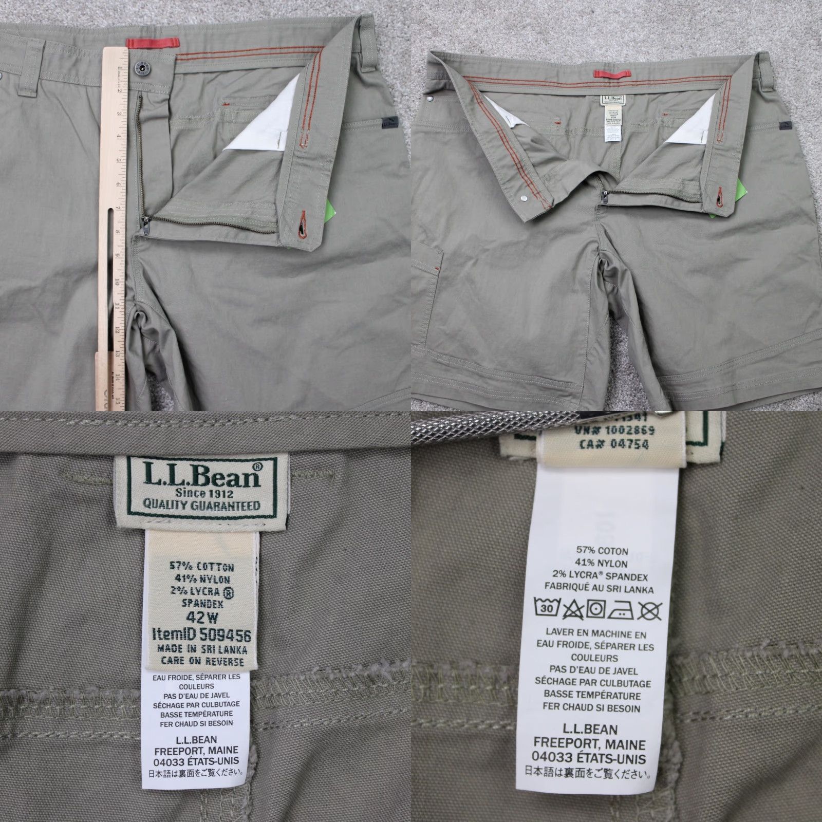 Vintage L.L. Bean Riverton Shorts Mens 42 Beige Cargo Pocket Stretch Inseam 10" NWT Cotton Nylon Cotton Blend Canvas (Cargo) Pants Regular Mens Size US 42 / EU 58 - 8 Thumbnail