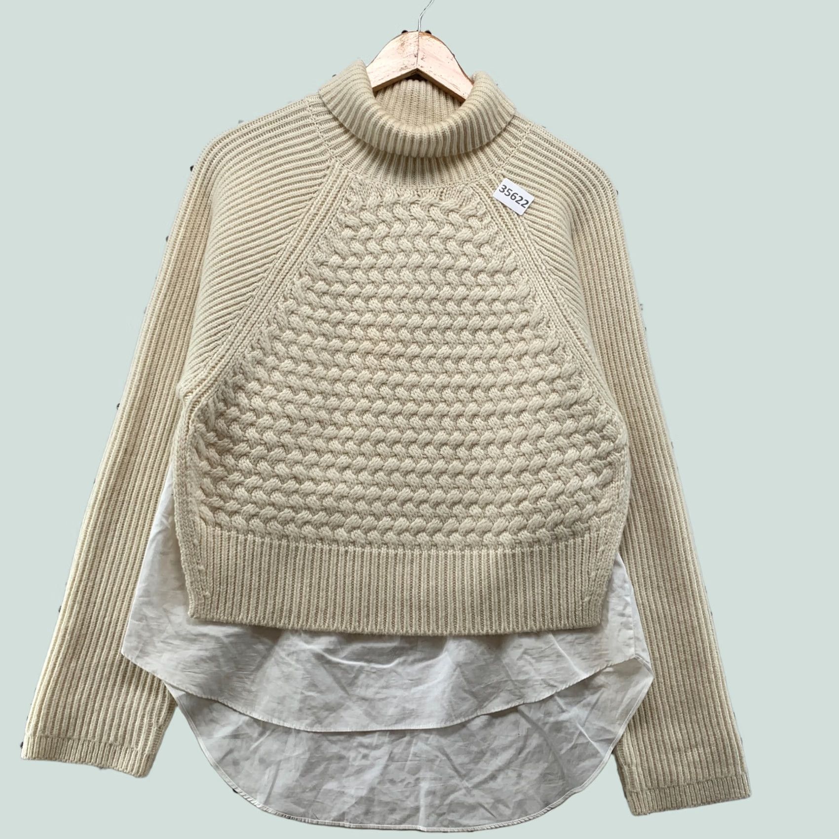 Allsaints AllSaints Knit Sweater Womens Small Beige Wool Cashmere Layers 19.5x27 Size S / US 4 / IT 40 - 1 Thumbnail