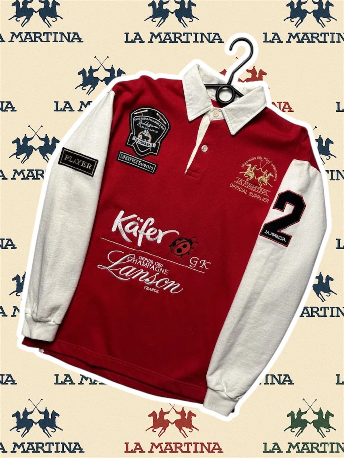 Vintage La Martina × Baldessarini rugby jersey size M