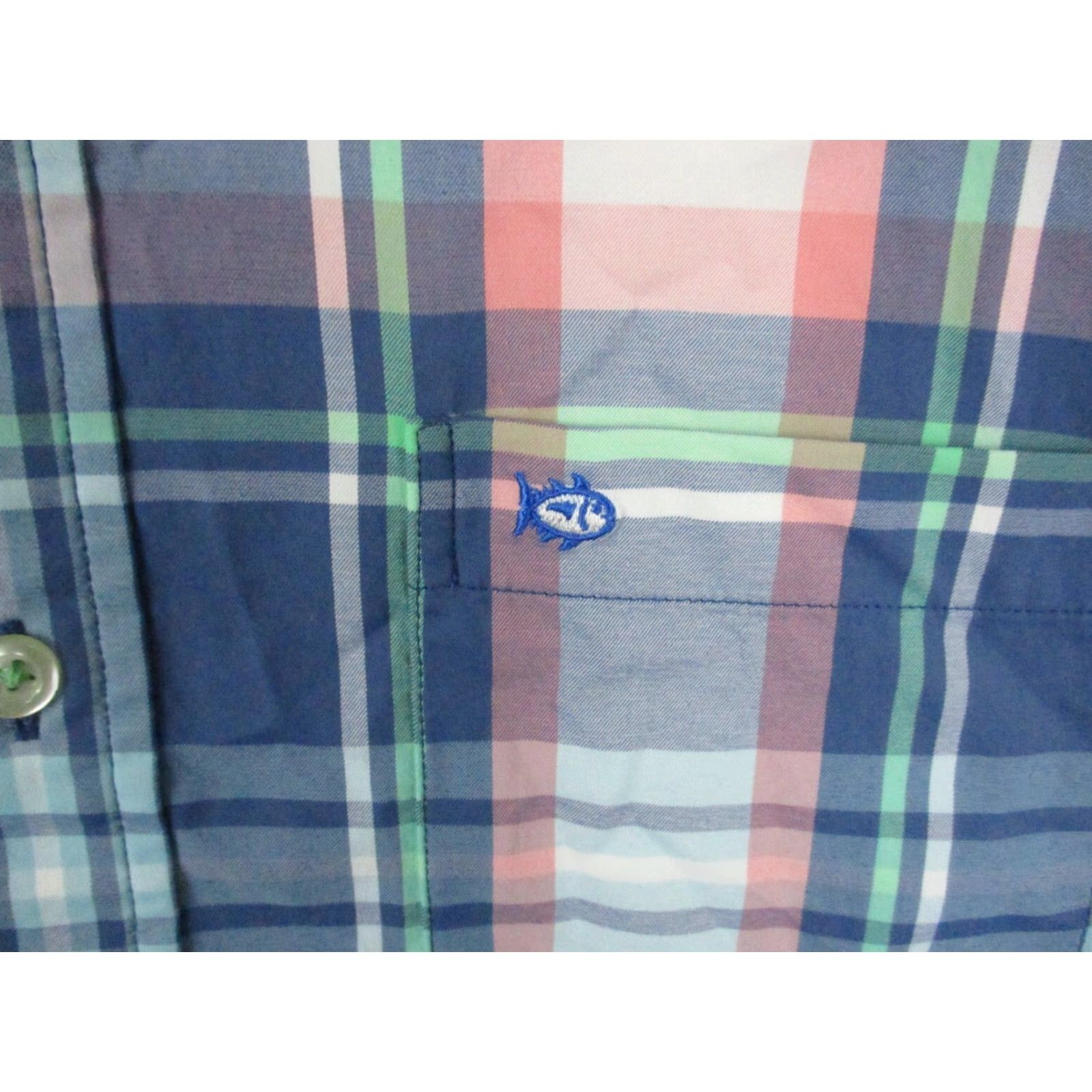 Southern Tide Southern Tide Performance Shirt Medium Mens Blue Salmon Plaid Long Sleeve Button-Up Shirt Size US M / EU 48-50 / 2 - 2 Thumbnail