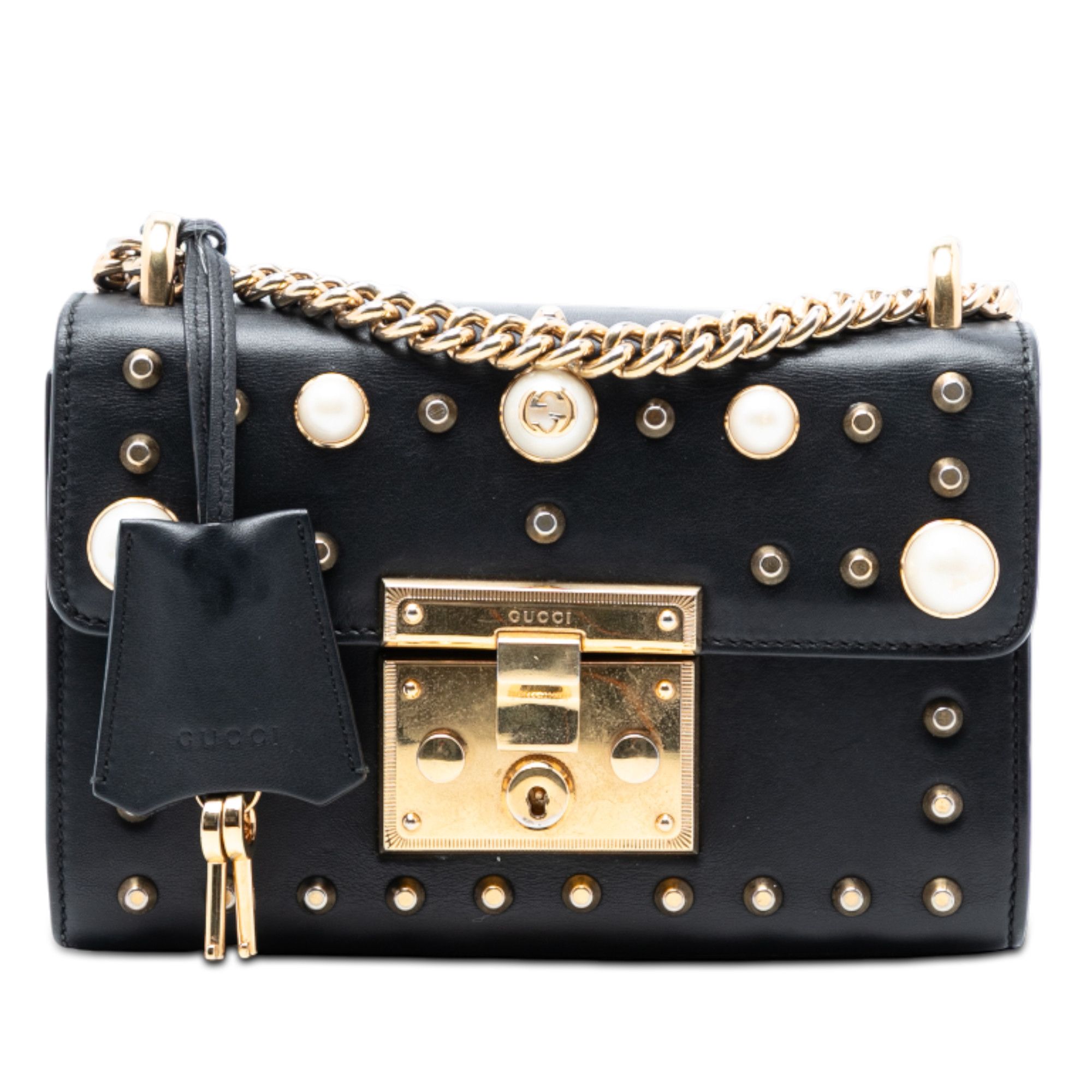 Gucci Gucci Small Pearl Studded Leather Padlock Crossbody Size ONE SIZE - 1 Thumbnail