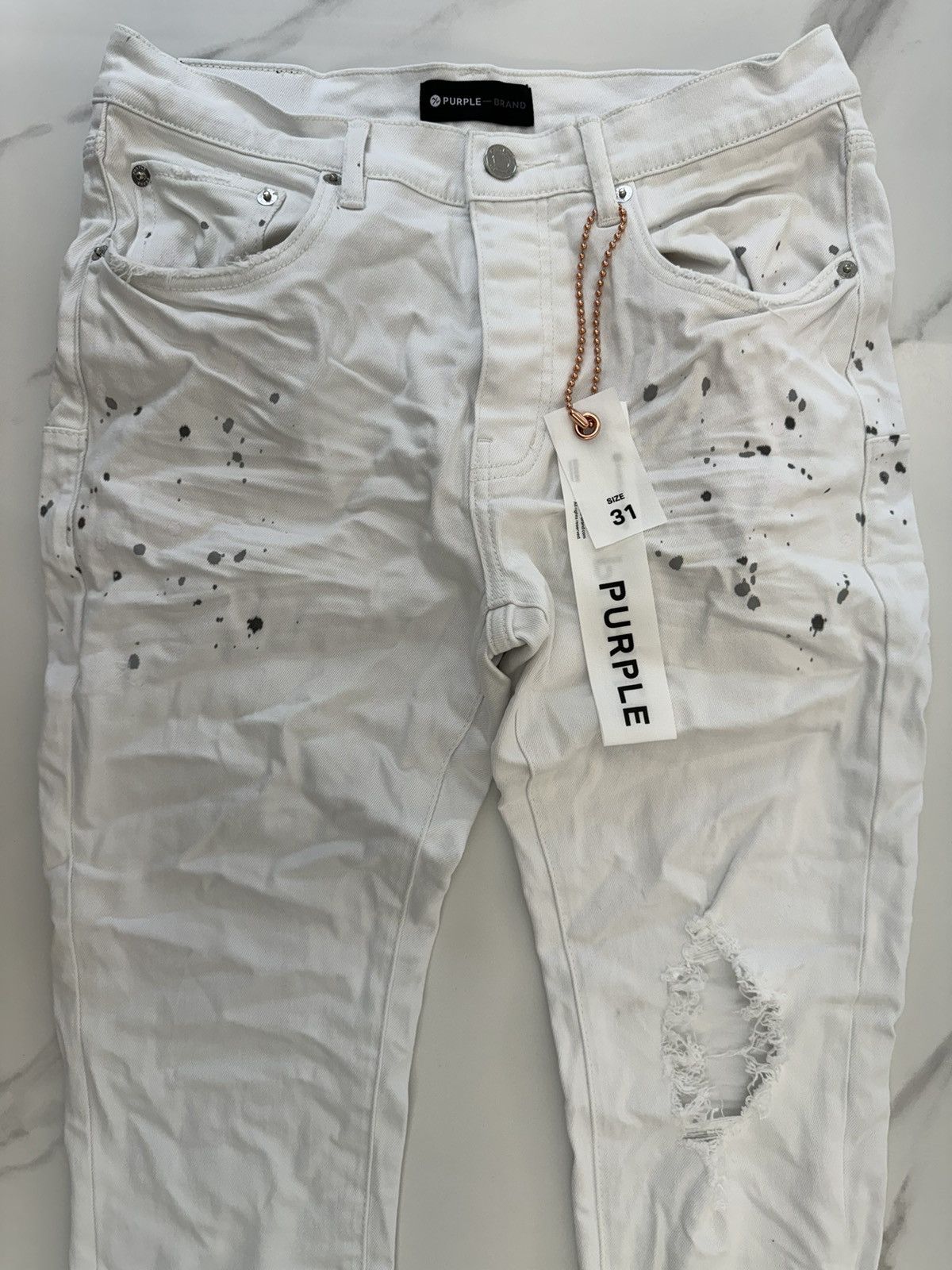 image of Purple P001 Optic White Paint Blowout, Men's (Size 31)