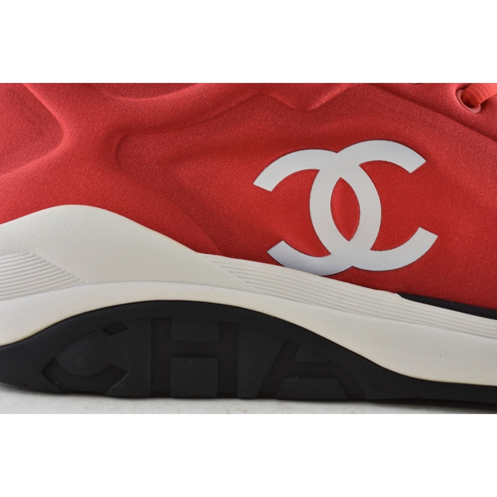Chanel Chanel Mens 19P Red Lycra White Black CC Logo Lace Low Size US 10 / EU 43 - 5 Thumbnail