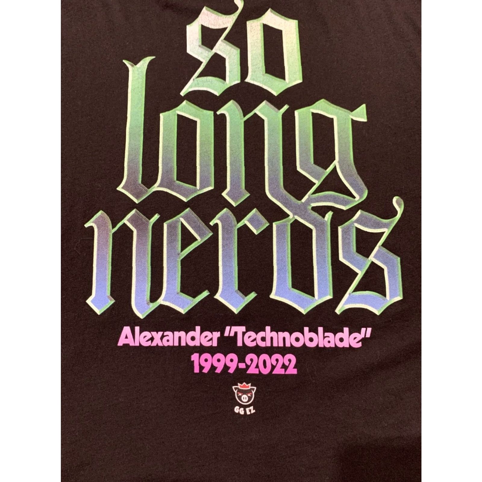 Vintage TechnoBlade Mens Short Sleeve Black Large T Shirt YouTuber So Long Nerds Mens Size US L / EU 52-54 / 3 - 8 Thumbnail