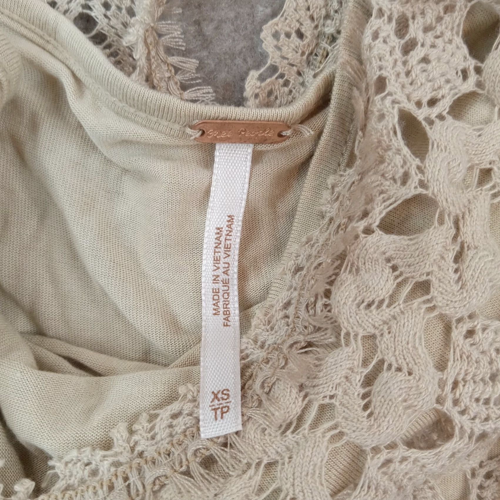 Free People Free People Dress Adult XS Brown Sleeveless Lace Casual Knee Length Tank Dress Womens Size XS / US 0-2 / IT 36-38 - 5 Thumbnail