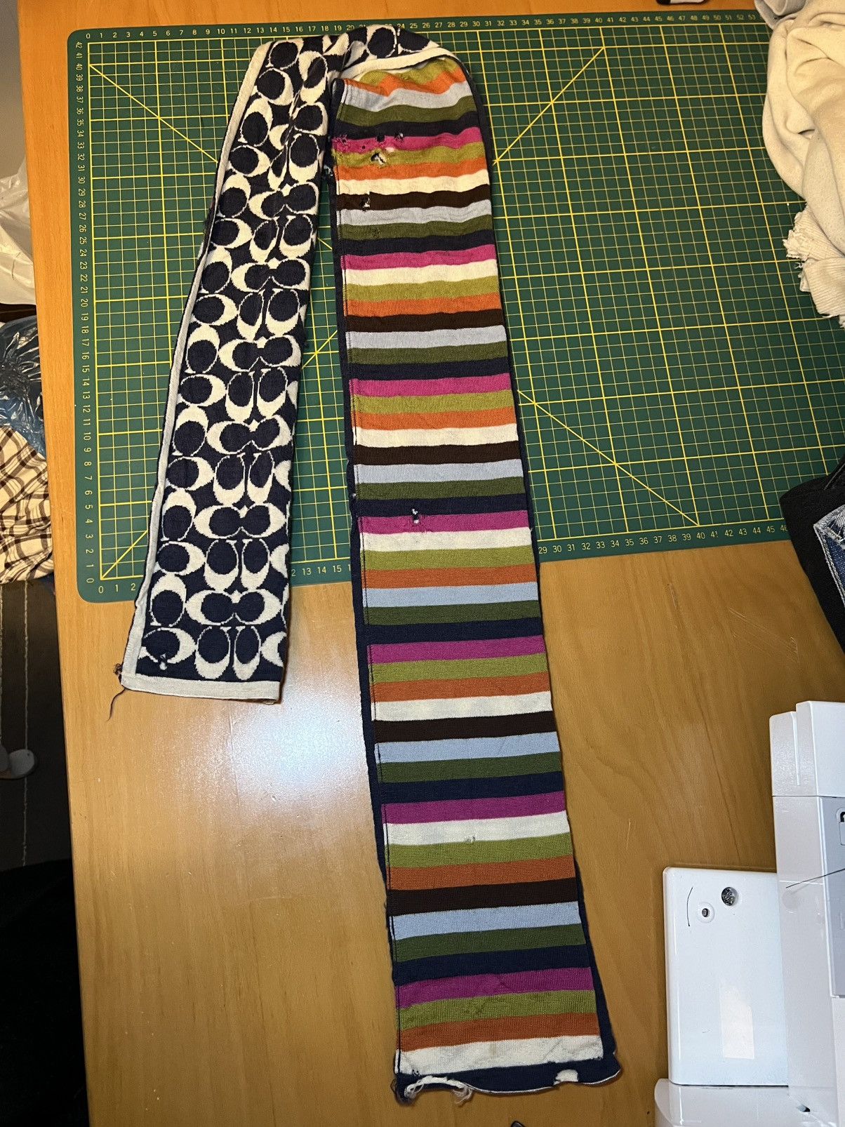 Coach Vintage thrashed multi colour striped monogram wool scarf Size ONE SIZE - 6 Thumbnail