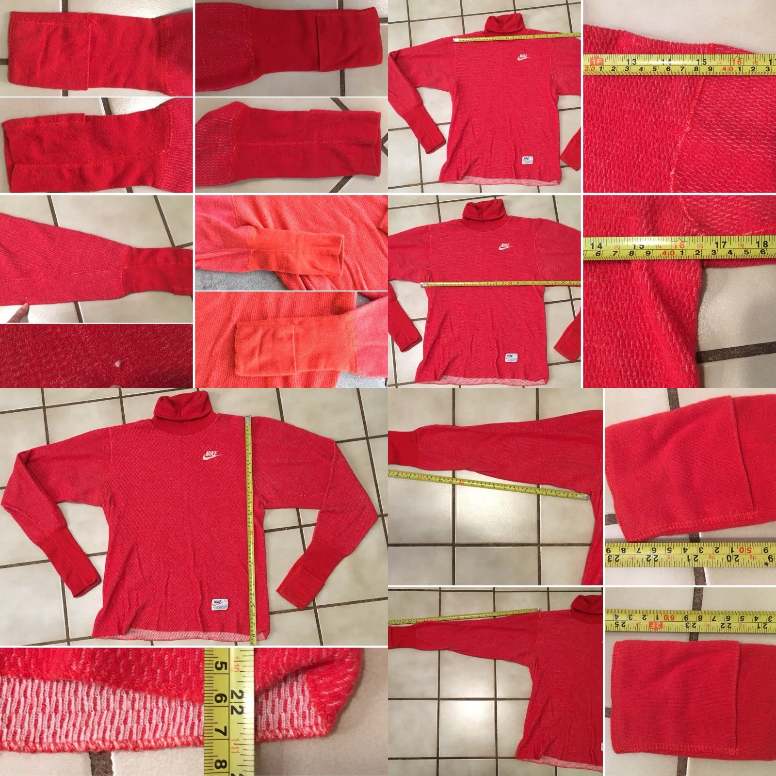 Nike VINTAGE Nike Thermal Turtleneck Shirt Long Sleeve L 80s Red Sportswear/Beach Nike Shirt Mens Size US L / EU 52-54 / 3 - 8 Thumbnail