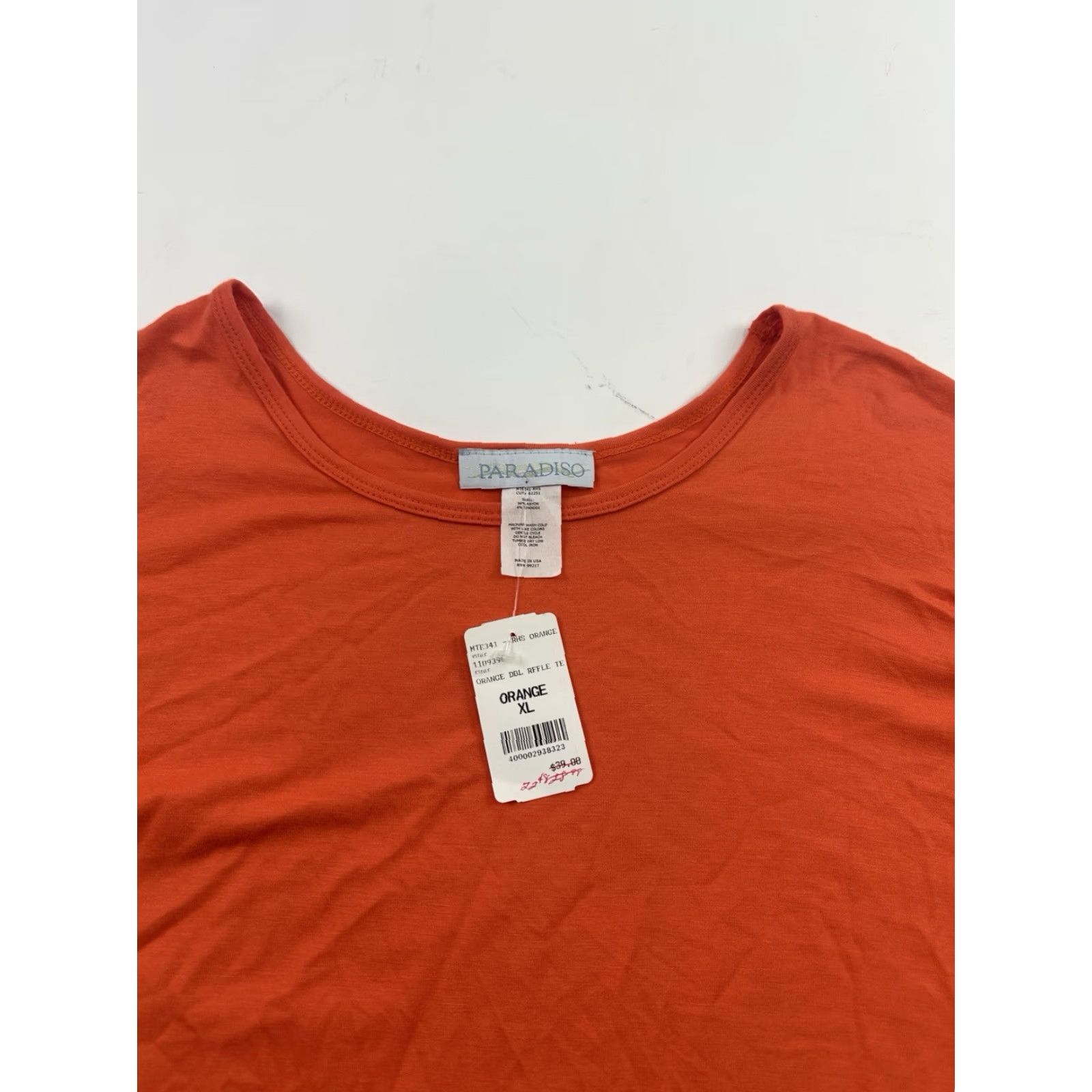 Paradise Paradiso Shirt Womens XL Orange Ruffle Sleeve Button-Up All Seasons Bohemian Colorful Size XL / US 12-14 / IT 48-50 - 3 Thumbnail