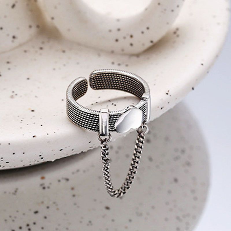 Jewelry Creative Love Heart Chain Rings Size ONE SIZE - 5 Thumbnail