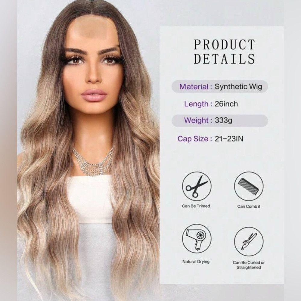 Other 4 x 2 Lace Closure Balayage Blonde Wig 26 Inch long Natural Size ONE SIZE - 7 Thumbnail