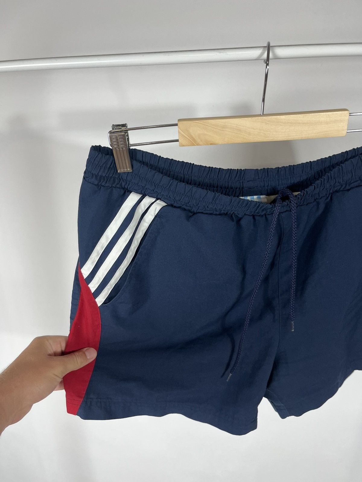 Adidas Vintage Adidas Swim Shorts Navy Red 3-Stripes Embroidered M Size US 32 / EU 48 - 4 Thumbnail