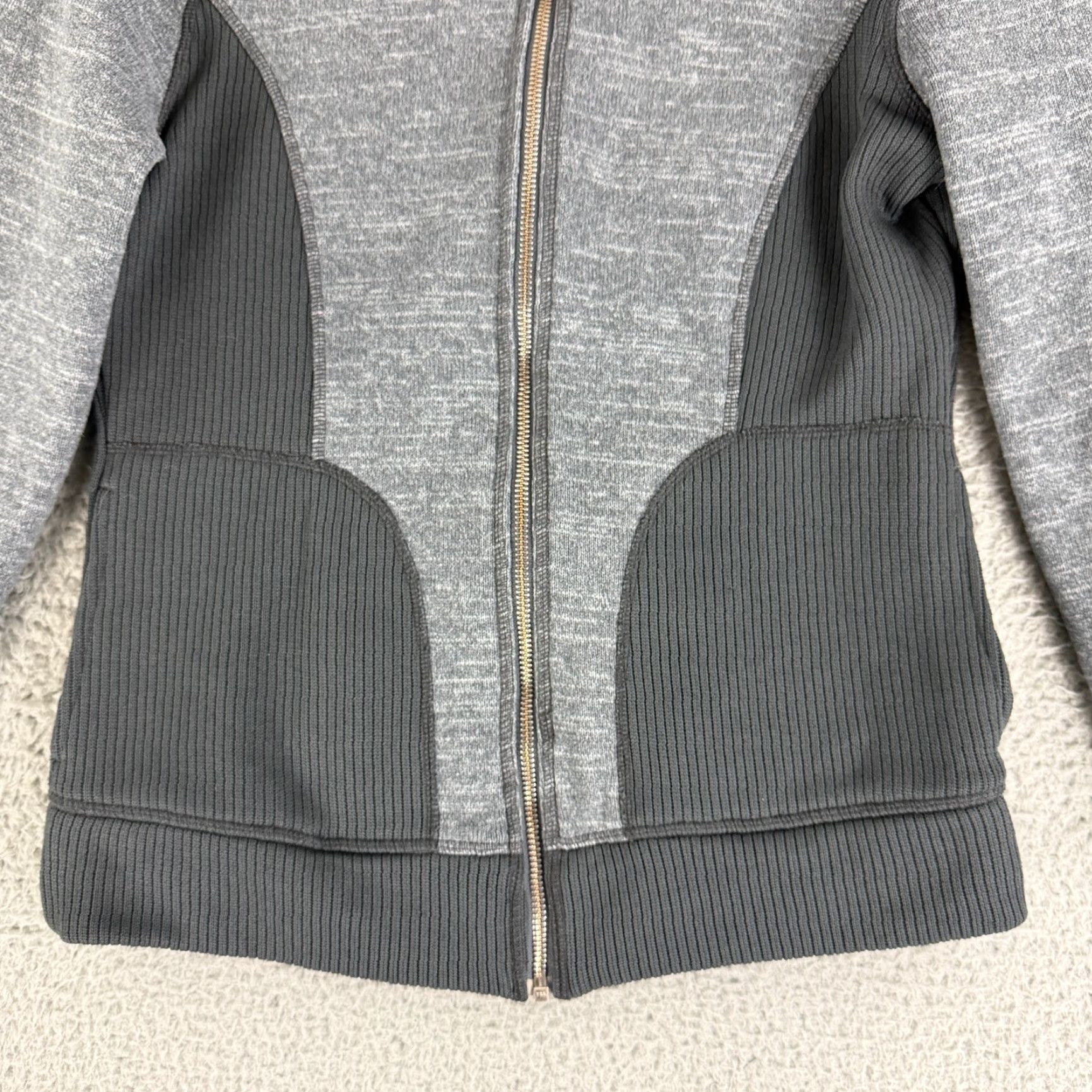 Prana prAna Tobi Ribbed High-Neck Full Zip Jacket Womens Large Gray Long Sleeve Gym Size L / US 10 / IT 46 - 4 Thumbnail
