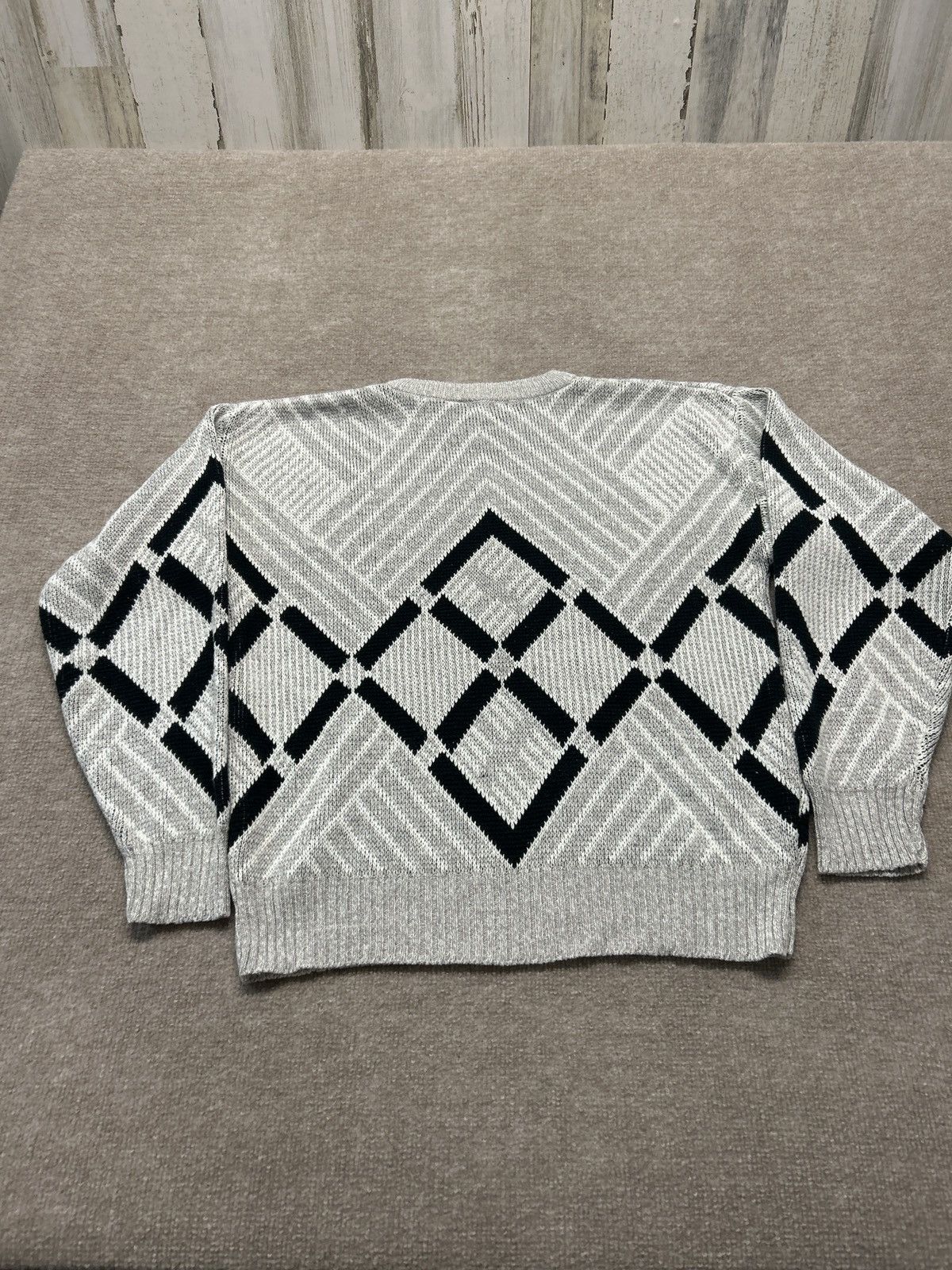 Stefano Ricci Vintage 80s Stefano Man Geometric Knit Sweater 0266 Size US L / EU 52-54 / 3 - 4 Thumbnail
