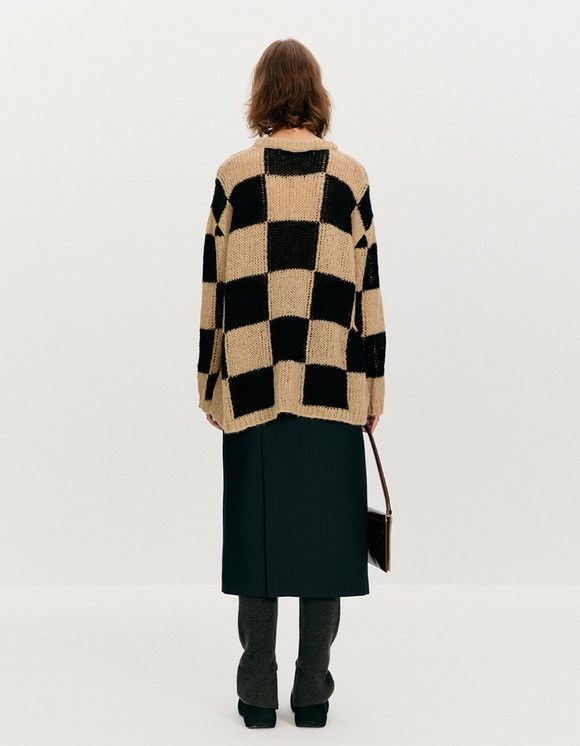 OPEN YY Open YY Beige Check Sweater Size S / US 4 / IT 40 - 2 Thumbnail