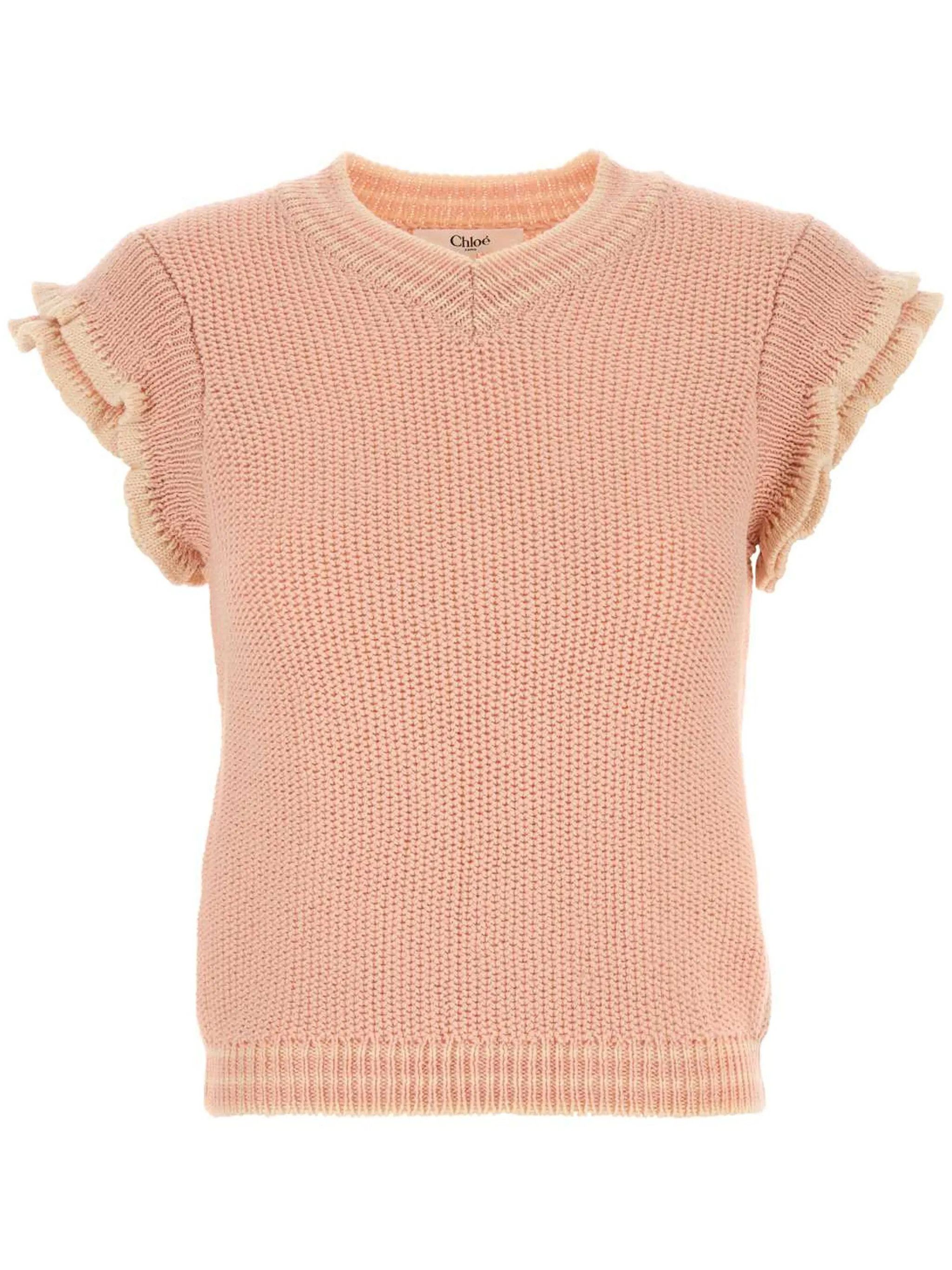 Chloe o1s22i1n0425 Knitted Ruffle Vest in Pink Size S / US 4 / IT 40 - 1 Thumbnail