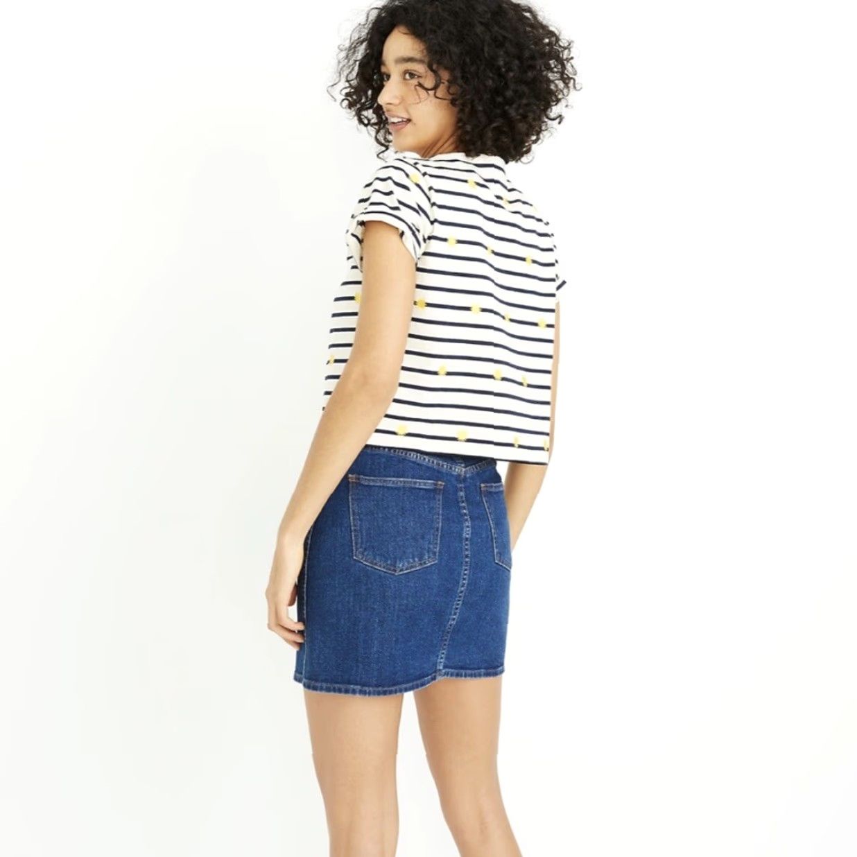 Madewell Madewell Denim Mini Skirt Arroyo Wash Button-Front 25 Women Casual 98% Cotton Elastane Stretch Button Front Size 42" / US 20 - 3 Thumbnail