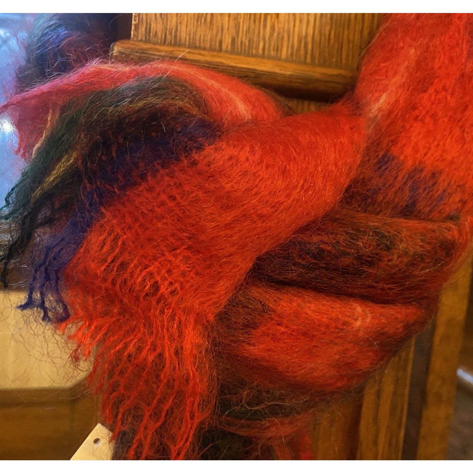 Vintage NWT Vintage Scotland Mohair Scarf Red Plaid Women’s Men’s Size ONE SIZE - 4 Thumbnail