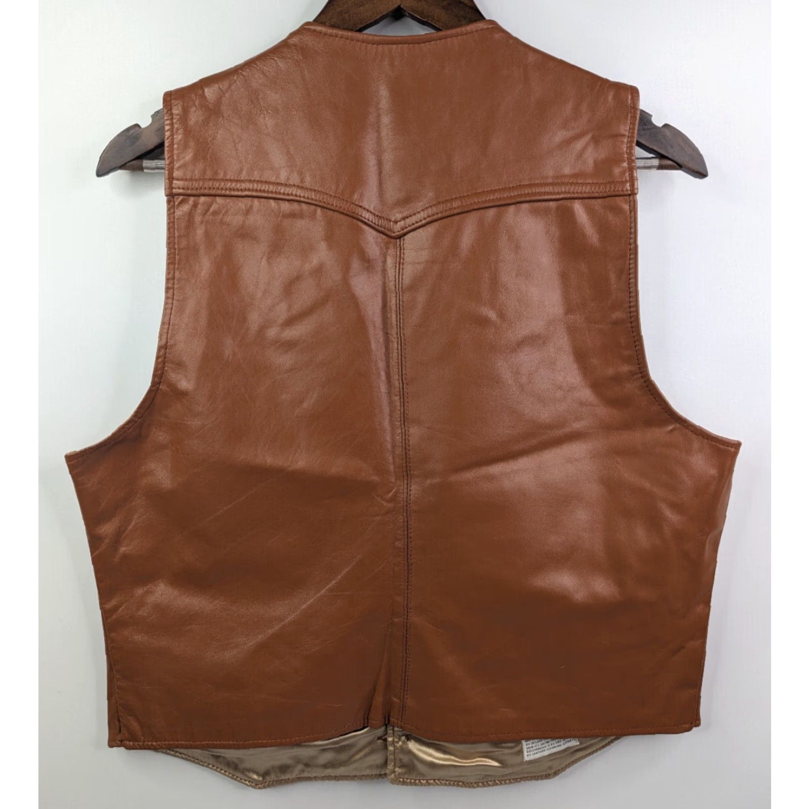 Vintage VINTAGE Fidelity Leathers Vest Western Leather Vest Sz Large Men's Leather Vest Brown Western Cowboy Lined Size US L / EU 52-54 / 3 - 3 Thumbnail