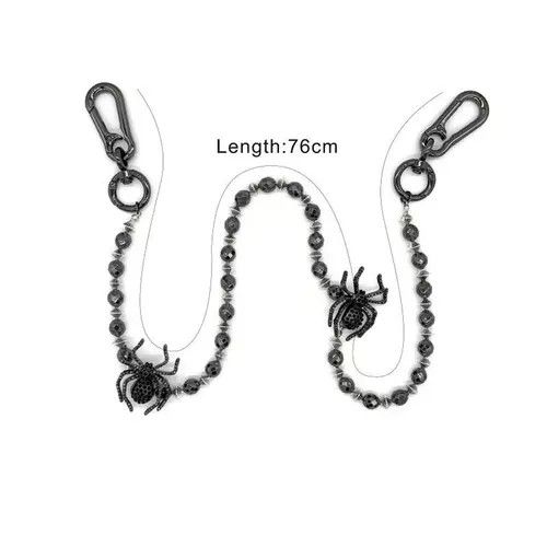 Jewelry Black Beaded Spider Chain Men's Accessory, Gothic Style Size ONE SIZE - 5 Thumbnail