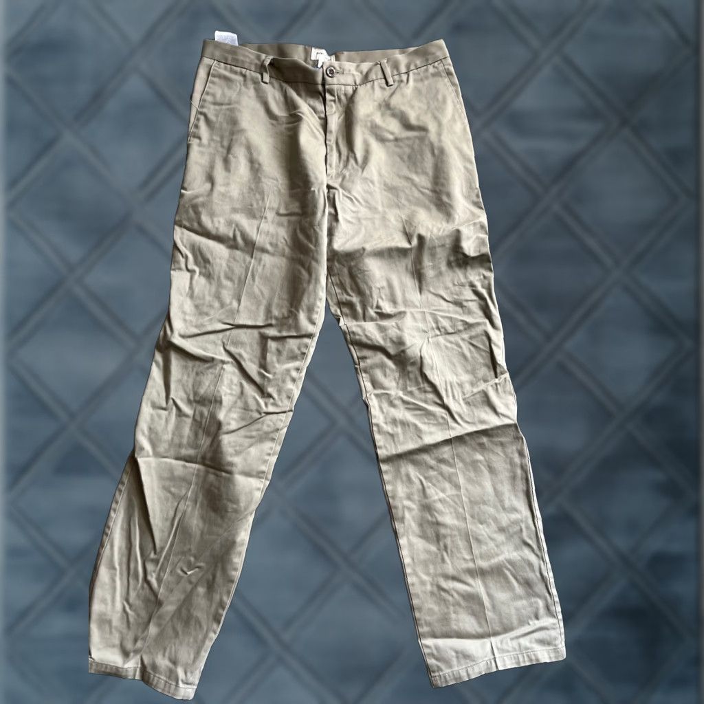 Dockers DOCKERS Pants Flat Front Chino Regular Mens Beige 36x34 36 34 Cotton Belt Loops Straight Front Vintage No N/A Size US 36 / EU 52 - 1 Thumbnail
