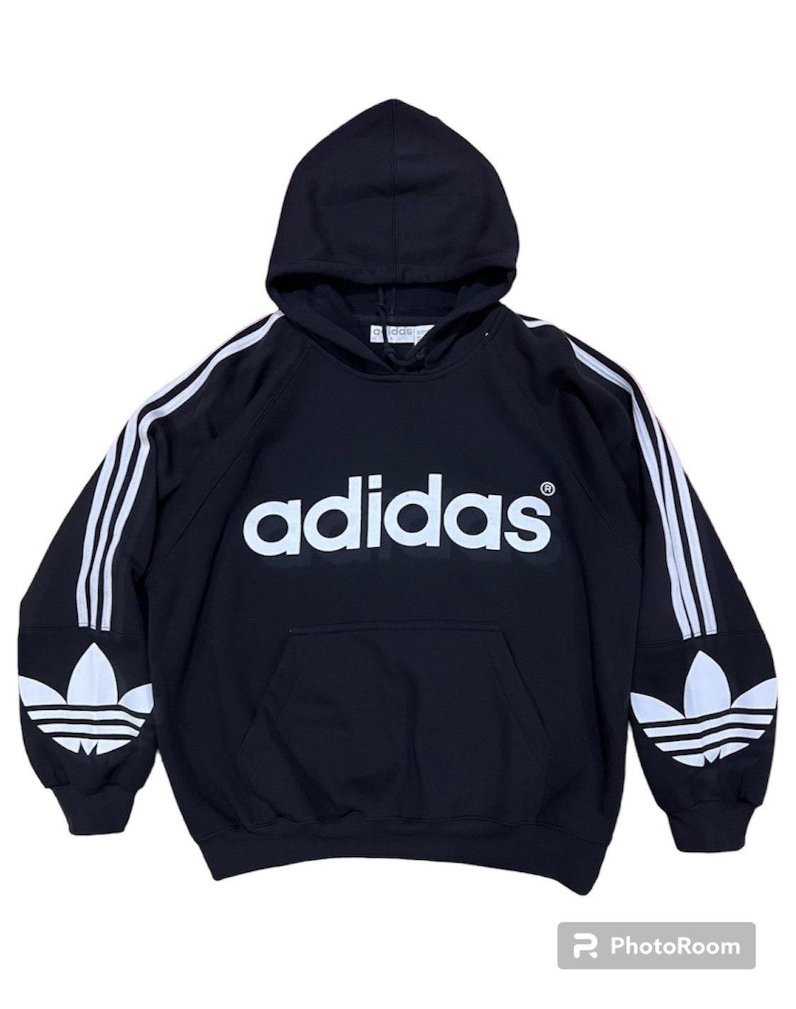 image of Adidas Big Logo / Vintage Adidas Hoodie 90's in Black, Men's (Size Large)