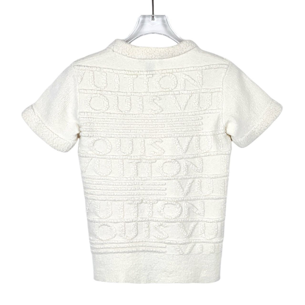 Louis Vuitton Louis Vuitton White Embossed Logo Short-Sleeve Knit Wool Top Size S / US 4 / IT 40 - 3 Thumbnail
