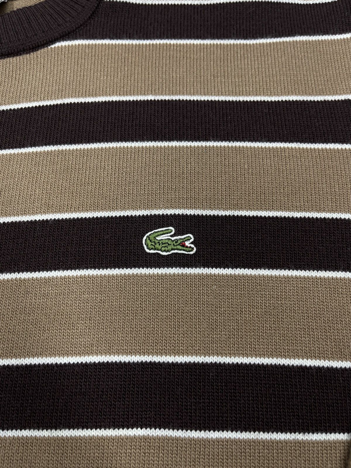 Vintage Lacoste Striped Sweater Brown Y2K Size L