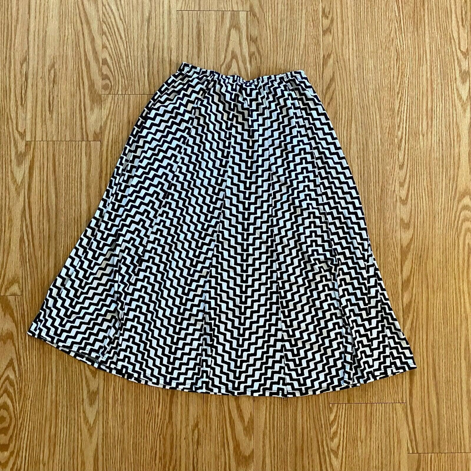 Other Coco Bianco Black White Chevron Midi Skirt Womens Small Size 28" / US 6 / IT 42 - 5 Thumbnail